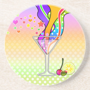 POP ART MARTINI IN ZESTIGER JAREN STIJL ZANDSTEEN ONDERZETTER