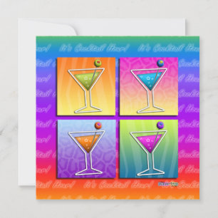 Pop Art MARTINIS Feest UITNODIGING (sq)