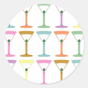 Pop Art Martinis Ronde Sticker