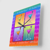Pop Art MARTINIS Square WALL CLOCK Vierkante Klok (Hoek)