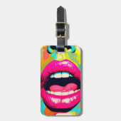 Pop Art Meisje Lippen Bagagelabel (Voorkant verticaal)