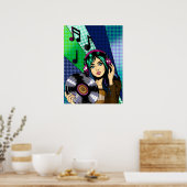 Pop Art Meisje met Record Poster (Keuken)