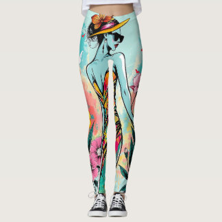 Pop Art Mode Meisje | Randje Zomer Bloem Yoga Leggings