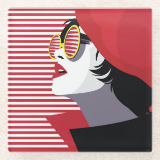 Pop Art Mode Vrouw Vintage Glazen Onderzetter