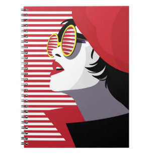 Pop Art Mode Vrouw Vintage Notitieboek