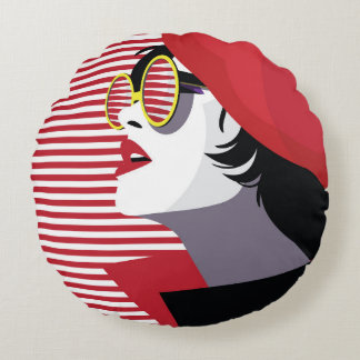 Pop Art Mode Vrouw Vintage Rond Kussen