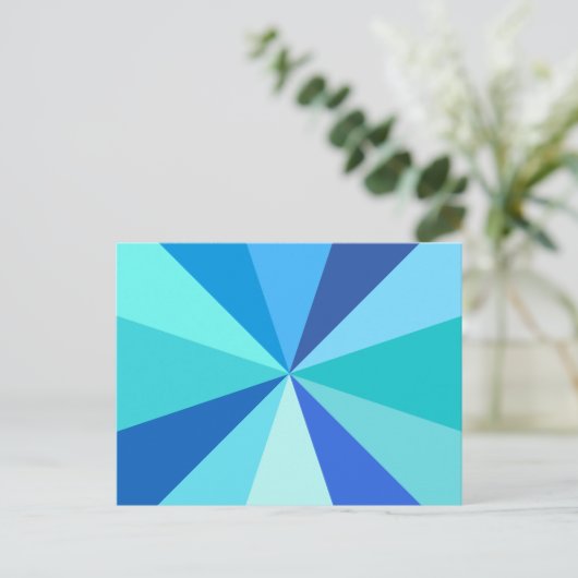 Pop Art Modern 60s Funky Geometric Rays in Blue Briefkaart (Staand voorkant)
