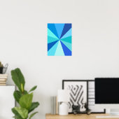 Pop Art Modern 60s Funky Geometric Rays in Blue Poster (Thuiskantoor)
