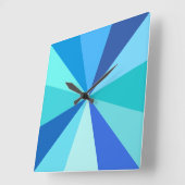 Pop Art Modern 60s Funky Geometric Rays in Blue Vierkante Klok (Hoek)