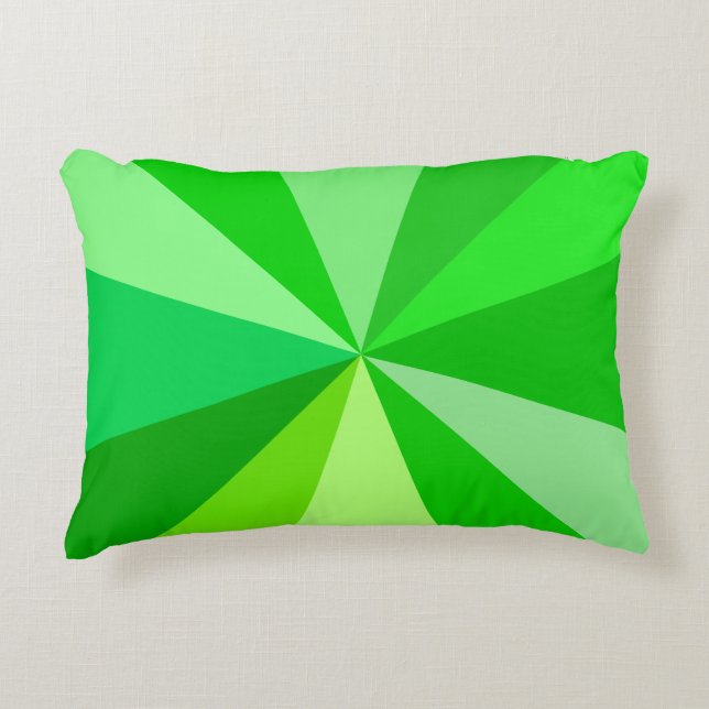 Pop Art Modern 60s Funky Geometric Rays in Green Accent Kussen (Voorkant)