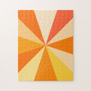 Pop Art Modern 60s Funky Geometric Rays in Oranje Legpuzzel