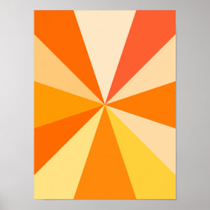 Pop Art Modern 60s Funky Geometric Rays in Oranje Poster