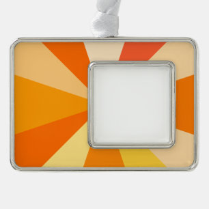Pop Art Modern 60s Funky Geometric Rays in Oranje Verzilverd Kader Ornament