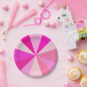 Pop Art Modern 60s Funky Geometric Rays in Roze Papieren Bordje (Feest)
