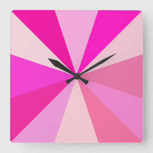Pop Art Modern 60s Funky Geometric Rays in Roze Vierkante Klok