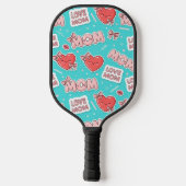 Pop Art MOM Love Pattern in Turquoise (1) Pickleball Paddle (Achterkant)