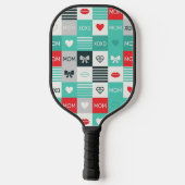 Pop Art MOM Love Pattern with Hearts & Bows (1) Pickleball Paddle (Achterkant)
