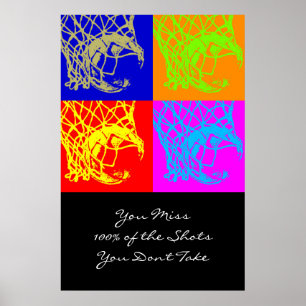Pop Art Motivatie Aim Quote Basketball Print