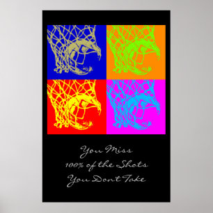 Pop Art Motivatie Citaat Basketball Poster afdrukk