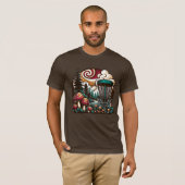 Pop Art Mushrooms en Disc Golf Course Ai Art T-shirt (Voorkant volledig)