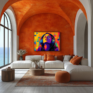 Pop Art Muziek Liefhebber – Hoofdtelefoon Groove K Poster