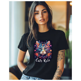 Pop Art Native Amerikaanse veelkleurige katten Reg T-shirt