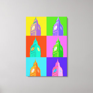 Pop Art Neon Big Ben Canvas Afdruk