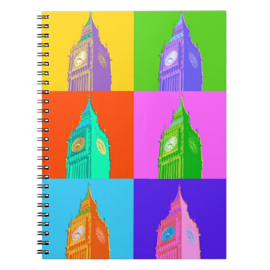 Pop Art Neon Big Ben Notitieboek (Voorkant)