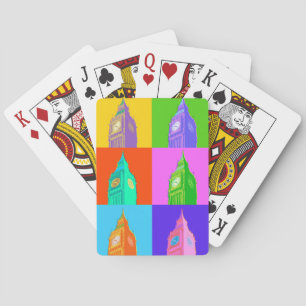 Pop Art Neon Big Ben Pokerkaarten