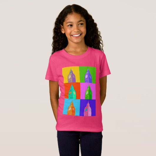 Pop Art Neon Big Ben T-shirt (Voorkant volledig)