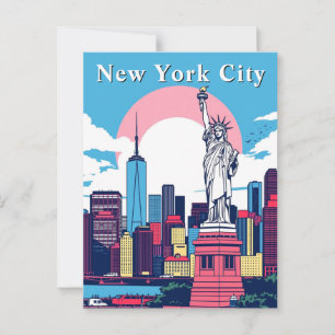 Pop Art New York Retro Comic Statue Briefkaart