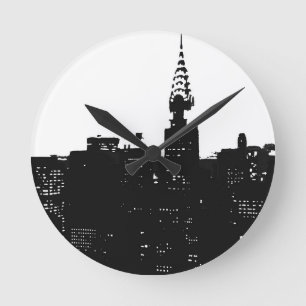 Pop Art New York Silhouette Ronde Klok