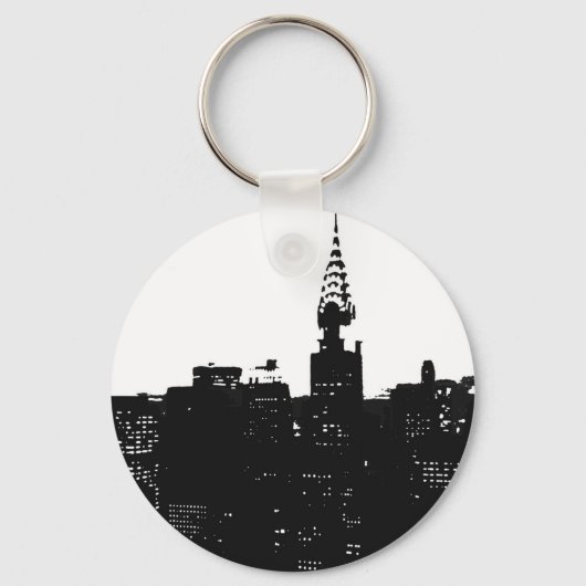 Pop Art New York Silhouette Sleutelhanger (Voorkant)
