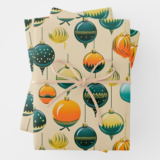 Pop Art Noël Baubles Enveloppement Papier (En situation)