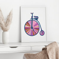 Pop Art Old Fashioned Unicycle Pattern in roze