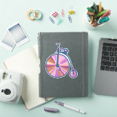 Pop Art Old Fashioned Unicycle Pattern in roze Sticker (iPad Cover)