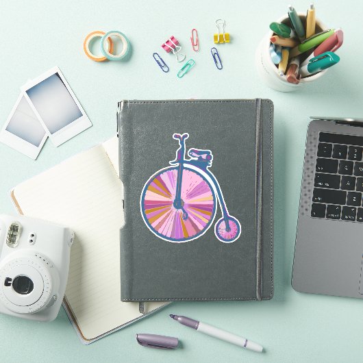 Pop Art Old Fashioned Unicycle Pattern in roze Sticker (iPad Cover)