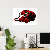 Pop Art Old Red Desk Telefoon Box Poster (Thuiskantoor)