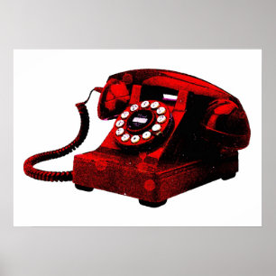 Pop Art Old Red Desk Telefoon Box Poster