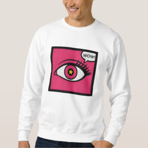 Pop Art Oog Opvulbaar Roze Doos Wow Tekst Trui