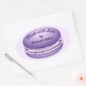 Pop Art Paars Macaron Cookie - Gepersonaliseerd Ovale Sticker (Envelop)