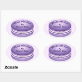 Pop Art Paars Macaron Cookie - Gepersonaliseerd Ovale Sticker (Vel)