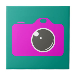 Pop Art Paarse camera Groen Tegeltje