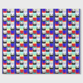 Pop Art Panda Kunstwerk Kerst Inpakpapier (Vlak)