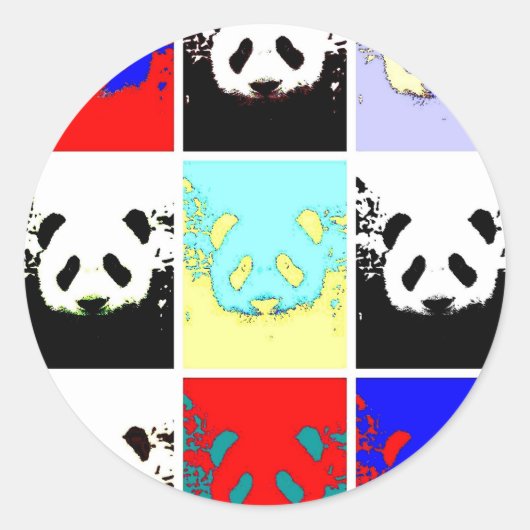 Pop Art Panda Ronde Sticker (Voorkant)