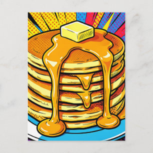Pop Art Pannenkoeken Stapel Stroop Briefkaart