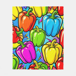 Pop Art Paprika Patroon Fleece Deken