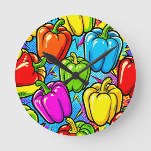 Pop Art Paprika Patroon Ronde Klok