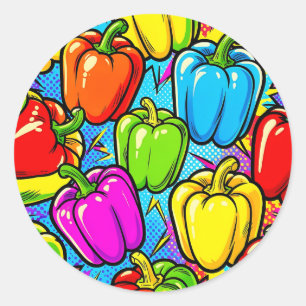 Pop Art Paprika Patroon Ronde Sticker