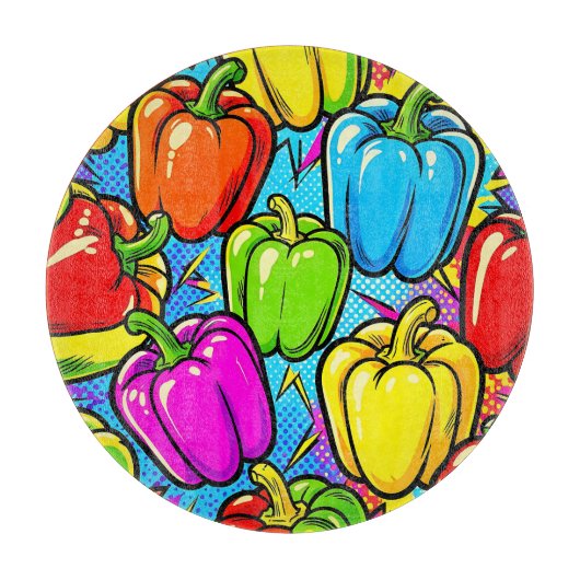 Pop Art Paprika Patroon Snijplank (Voorkant)